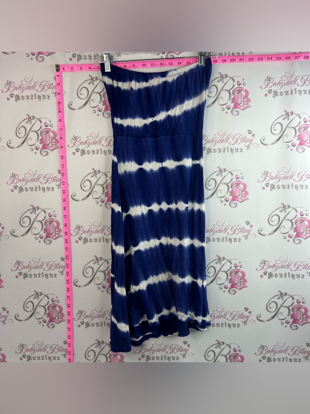 5th & Love strapless dress or skirt Navy and White Strapless Tie-Dye Mini Dress